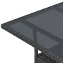 Detailansicht des schwarzen, quadratischen Juskys Polyrattan Gartentisch Yoro mit Glasplatte.