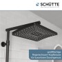 Schütte Überkopf-Brauseset Trento, Thermostatarmatur, Schwarz Matt. Regendusche mit Antikalk-Noppen.