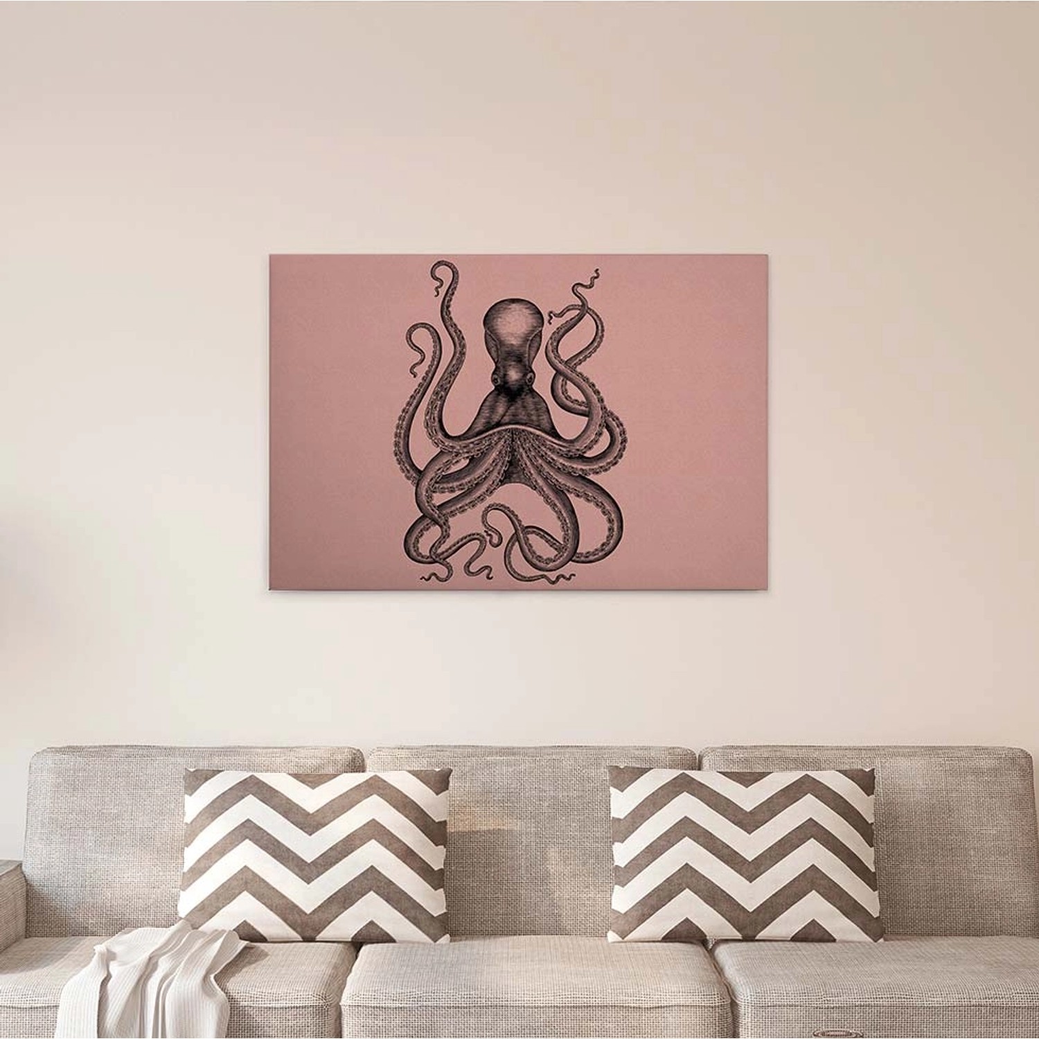 Bricoflor Leinwand Bild Mit Krake Gezeichnet Oktopus Leinwandbild In Schwar günstig online kaufen