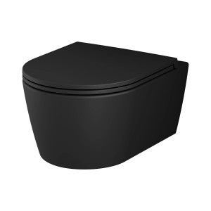 Schwarzes, spülrandloses AM.PM Wand-WC mit Softclosing-Sitz, Hänge WC.