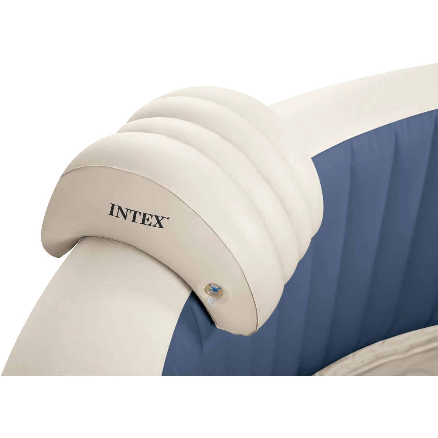 Detailaufnahme Intex PureSpa Plus aufblasbarer Whirlpool mit Kopfstütze.