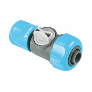 Cellfast Schnellkupplung 3/4 Zoll mit Ventil, blau-grau, aus Kunststoff. Für Gartenschläuche.