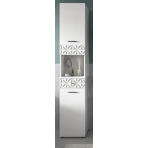 Inn.Furn Badezimmer Hochschrank in Weiß Hochglanz 35 x 187 cm Relief