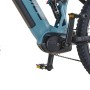 Detailaufnahme: Prophete E-Bike MTB Dice 4.0, Full-Suspension, grau-schwarz, Mittelmotor.