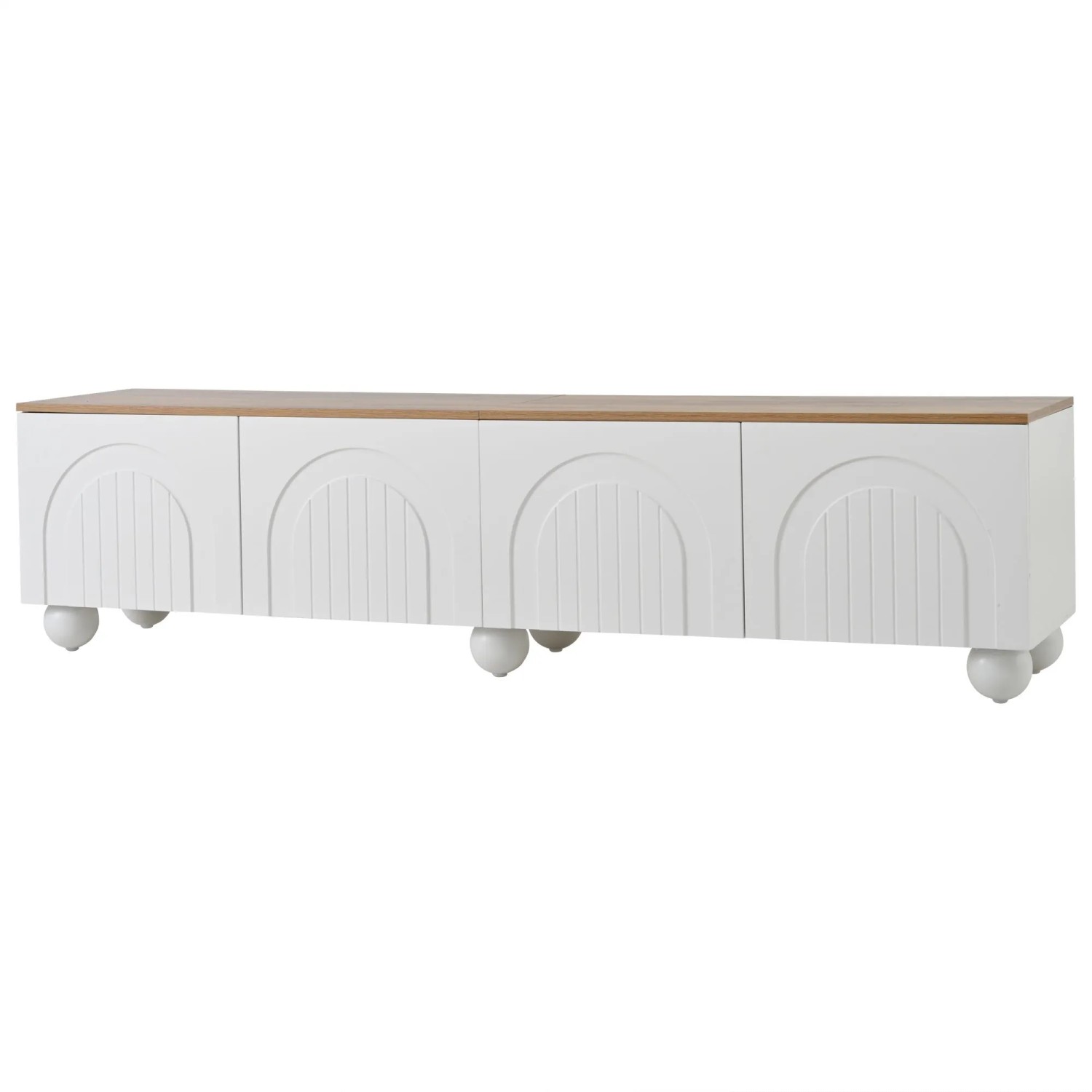 okwish TV Schrank mit Stauraum Metallbeinen Wohnzimmer Schlafzimmer 180x40x45cm Weiß