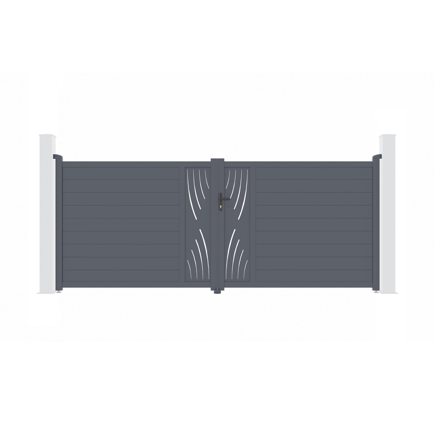 Casanoov Flügeltor 4M Veleta H 160Cm & 2 Pfosten H 190Cm Aluminium Grau günstig online kaufen