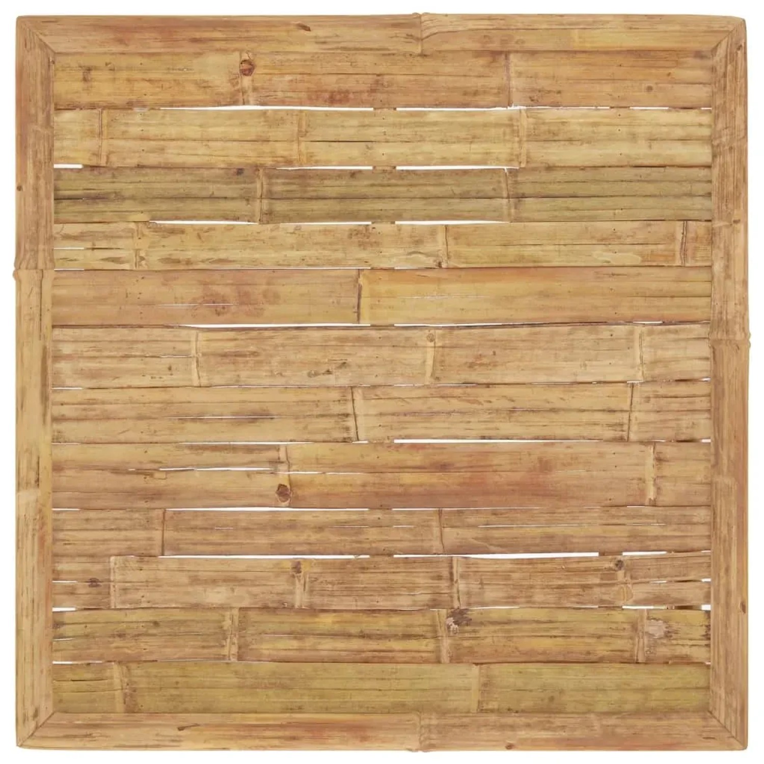Detailansicht Tischplatte des vidaXL Garten-Lounge-Sets aus Bambus.