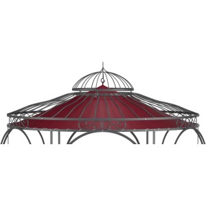 Weinrotes Eleo Sonnensegel Milano Ø 290 cm für Pavillon, Detailansicht.