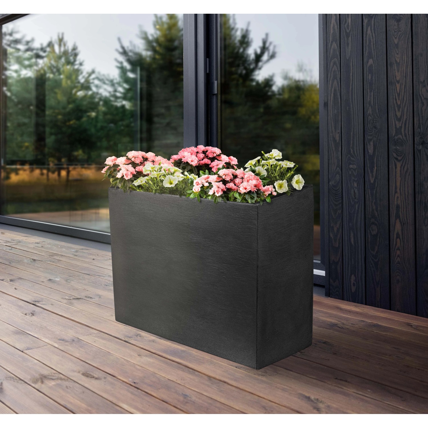Rechteckiger Kunststoff Pflanzkübel Anthrazit 60 x 26 x 60 cm kaufen bei OBI