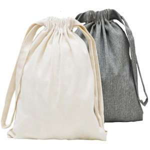 DuneDesign 2er Pack Leinen Look Packbeutel, beige und grau, 32x32cm.