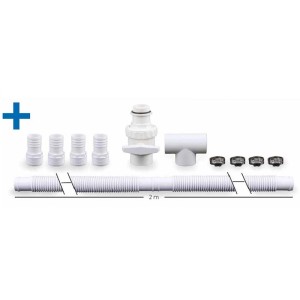 Zubehörset für Ubbink Mamba LED Wasserfall: Schlauch, Adapter, T-Stück und Klemmen.