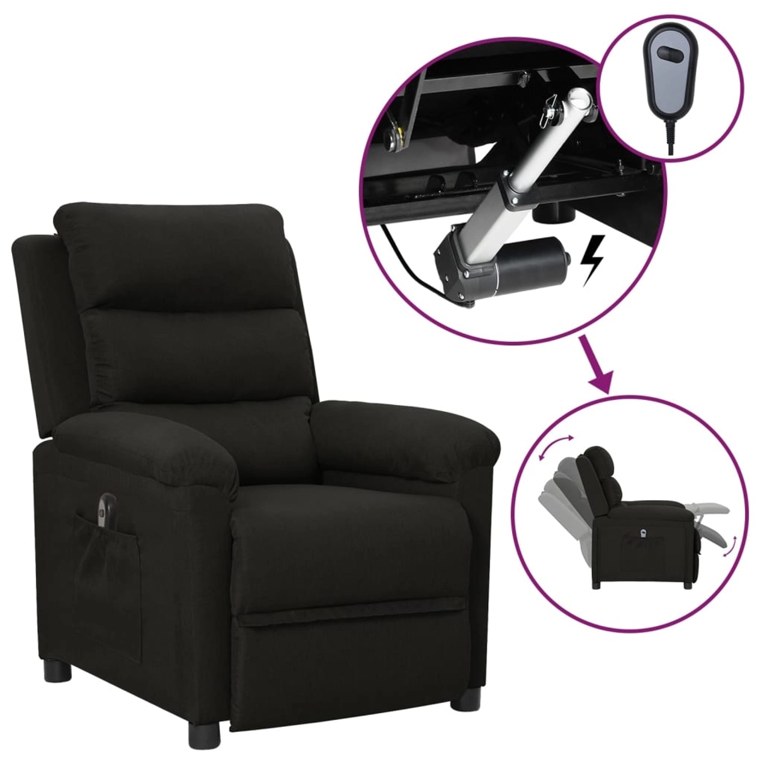 vidaXL Relaxsessel Elektrisch Schwarz Stoff 3098965 günstig online kaufen