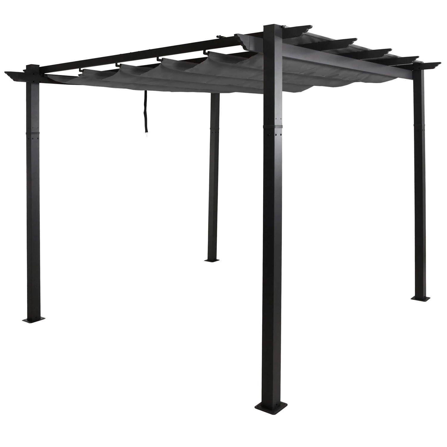 BERLINLODGE Aluminium Pergola Stabiles 8cm-Gestell Schiebedach UV50 Und BxT 3x3m Anthrazit Gartenpavillon Pavillon Garten