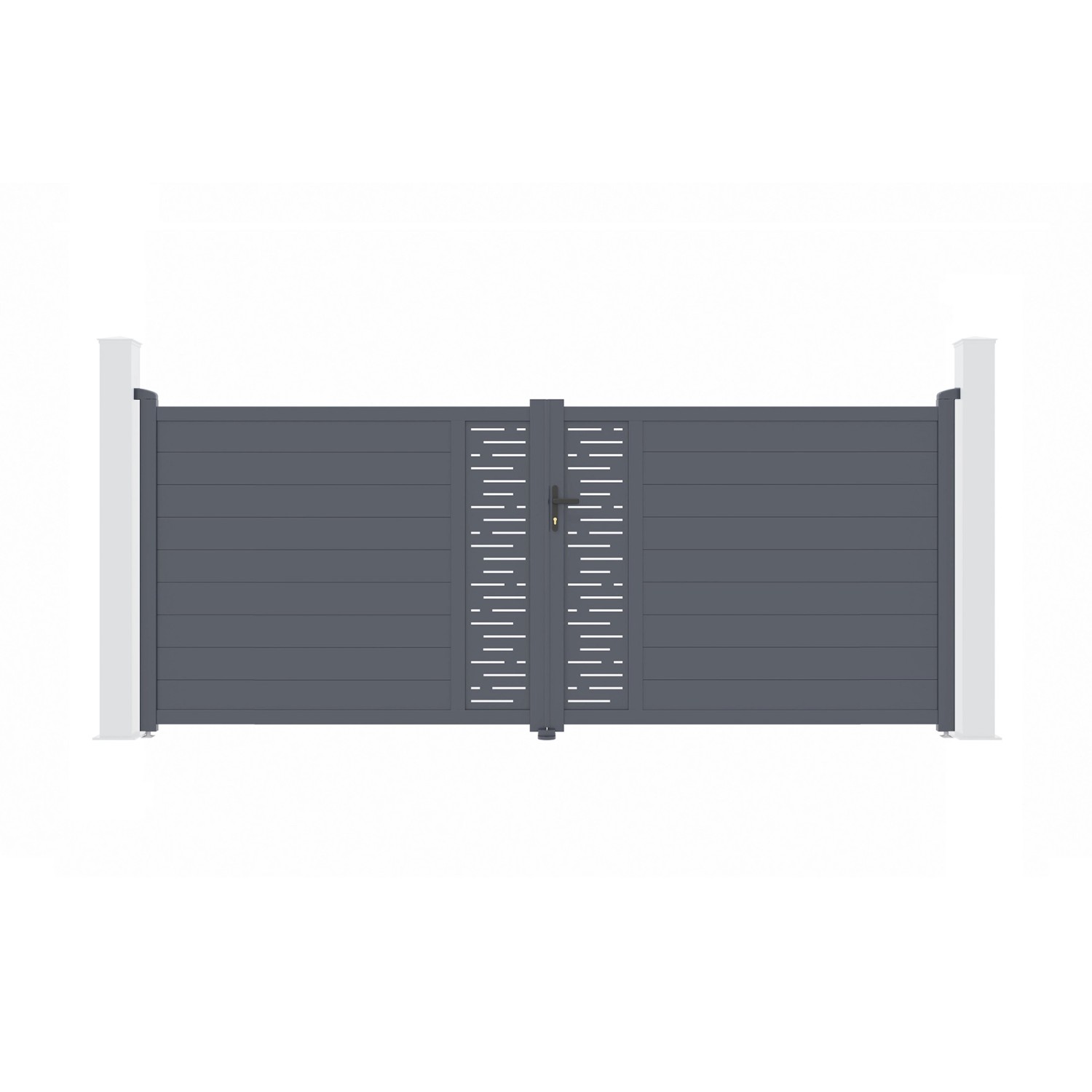 Casanoov Flügeltor 4M Arlberg H 160Cm Graues Aluminium & 2 Pfosten 20X20Cm günstig online kaufen
