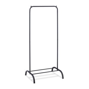 Relaxdays Kleiderständer Metall Schwarz mit Ablage 144 cm x 60 cm x 44 cm