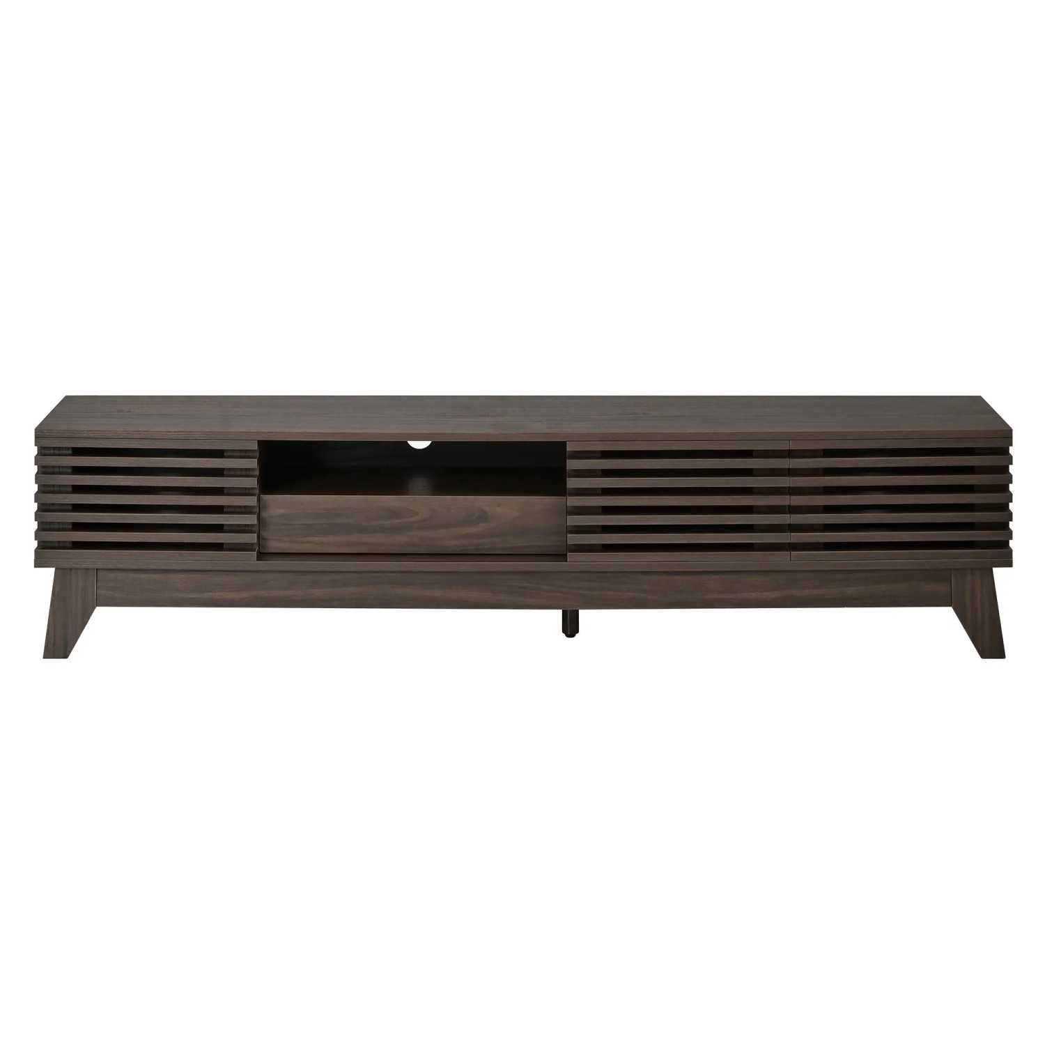 Merax TV Lowboard 3 Türen Schublade Offene Fächer Gerillte Front MDF