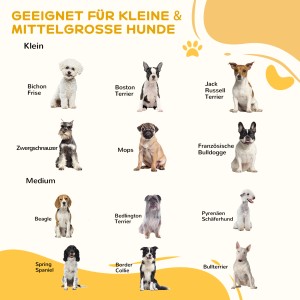 Geeignete Hunderassen für das PawHut Absperrgitter: Kleine bis mittelgroße Hunde.