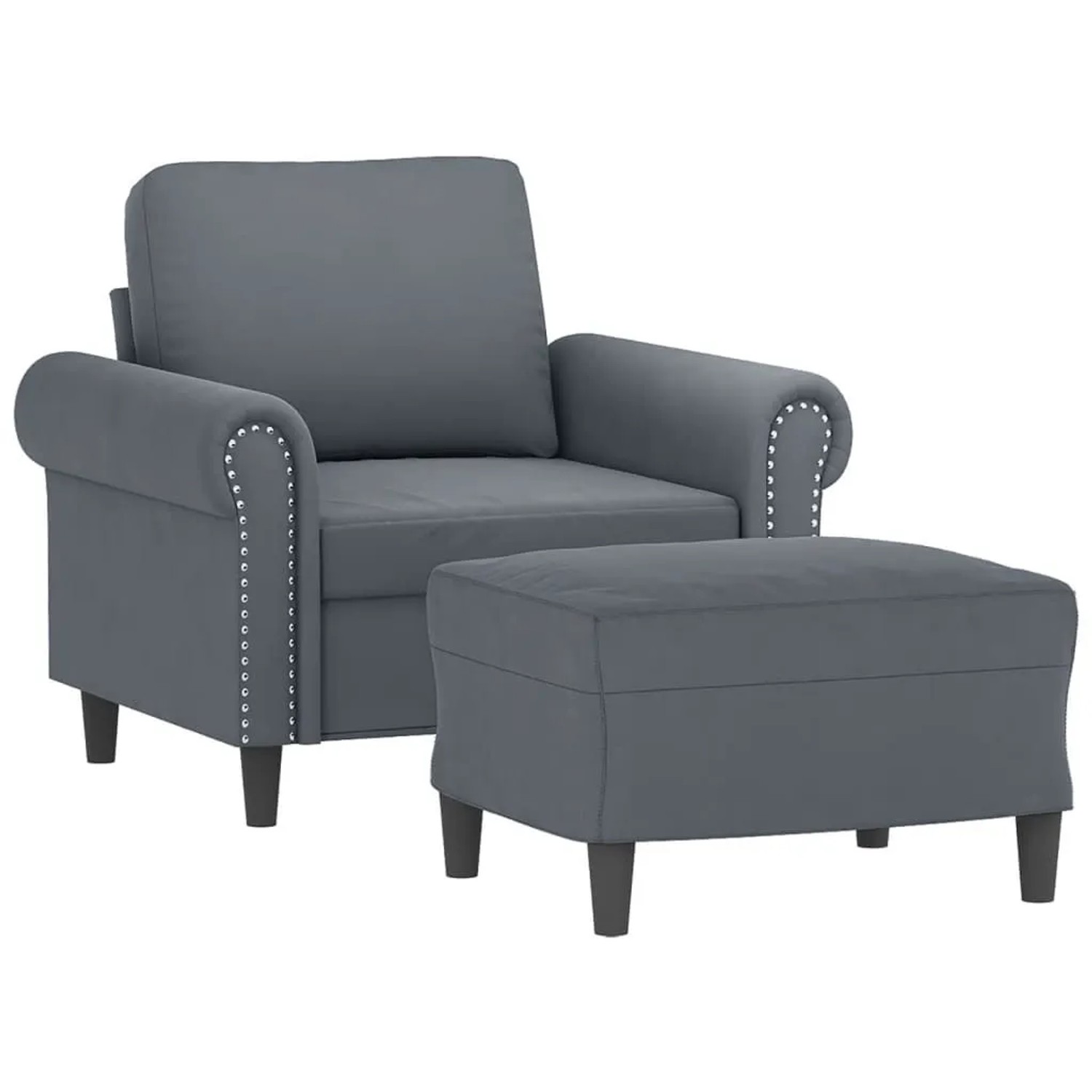 vidaXL Sessel mit Hocker Dunkelgrau 60 cm Samt 3201206