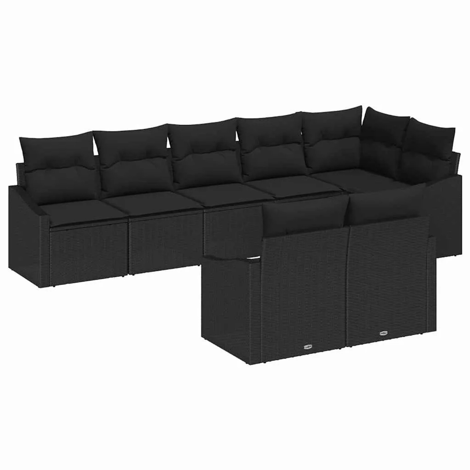 vidaXL Gartensofa-Set mit Kissen 8 Stk Schwarz Poly-Rattan 3355442