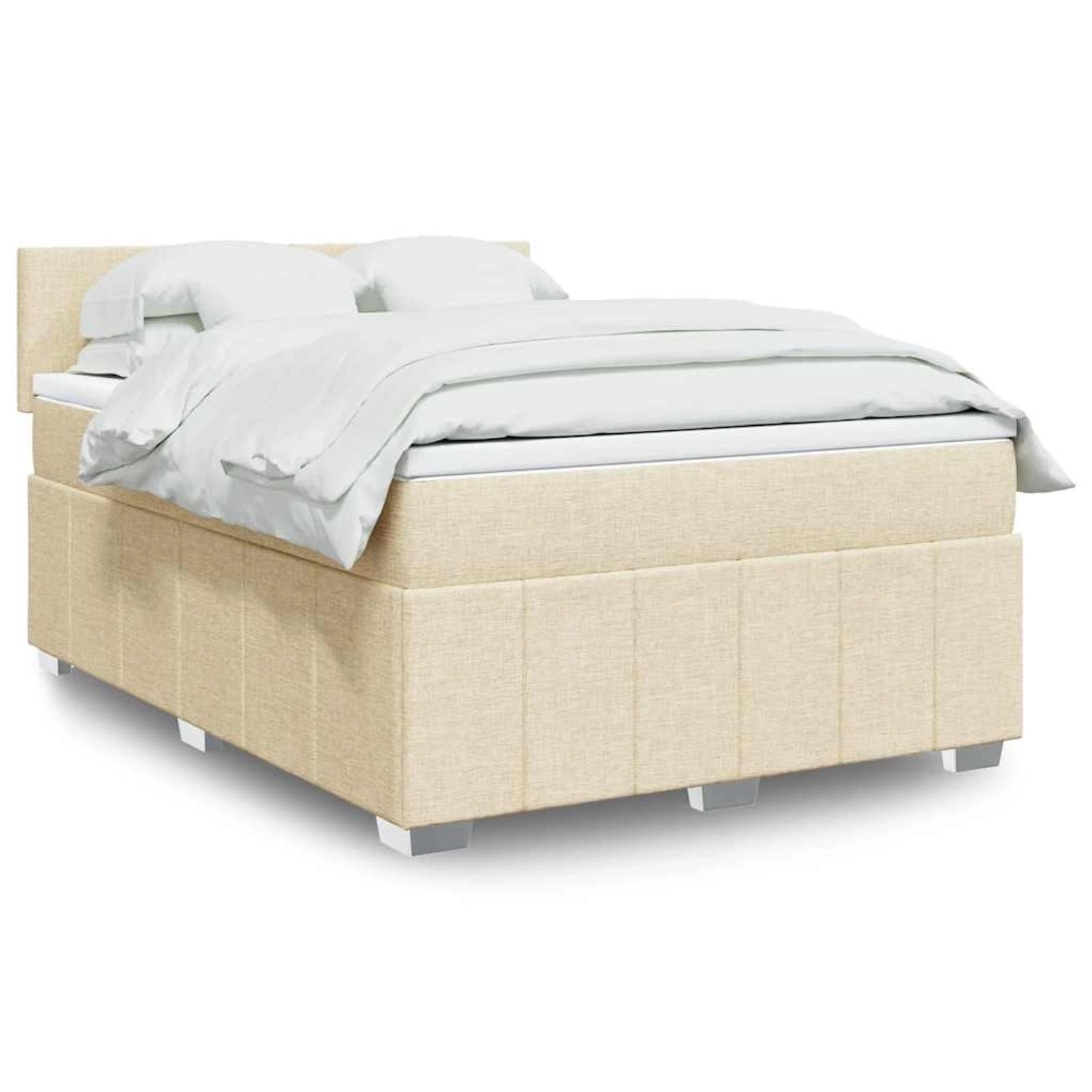 vidaXL Boxspringbett mit Matratze Creme 140x190 cm Stoff 3289361 günstig online kaufen