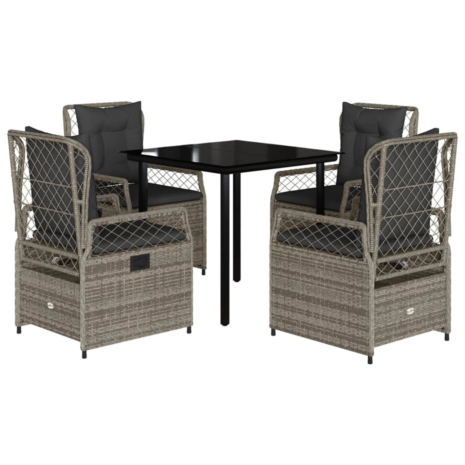 vidaXL 5-Tlg Garten-Essgruppe mit Kissen Grau Poly Rattan 3262993 günstig online kaufen