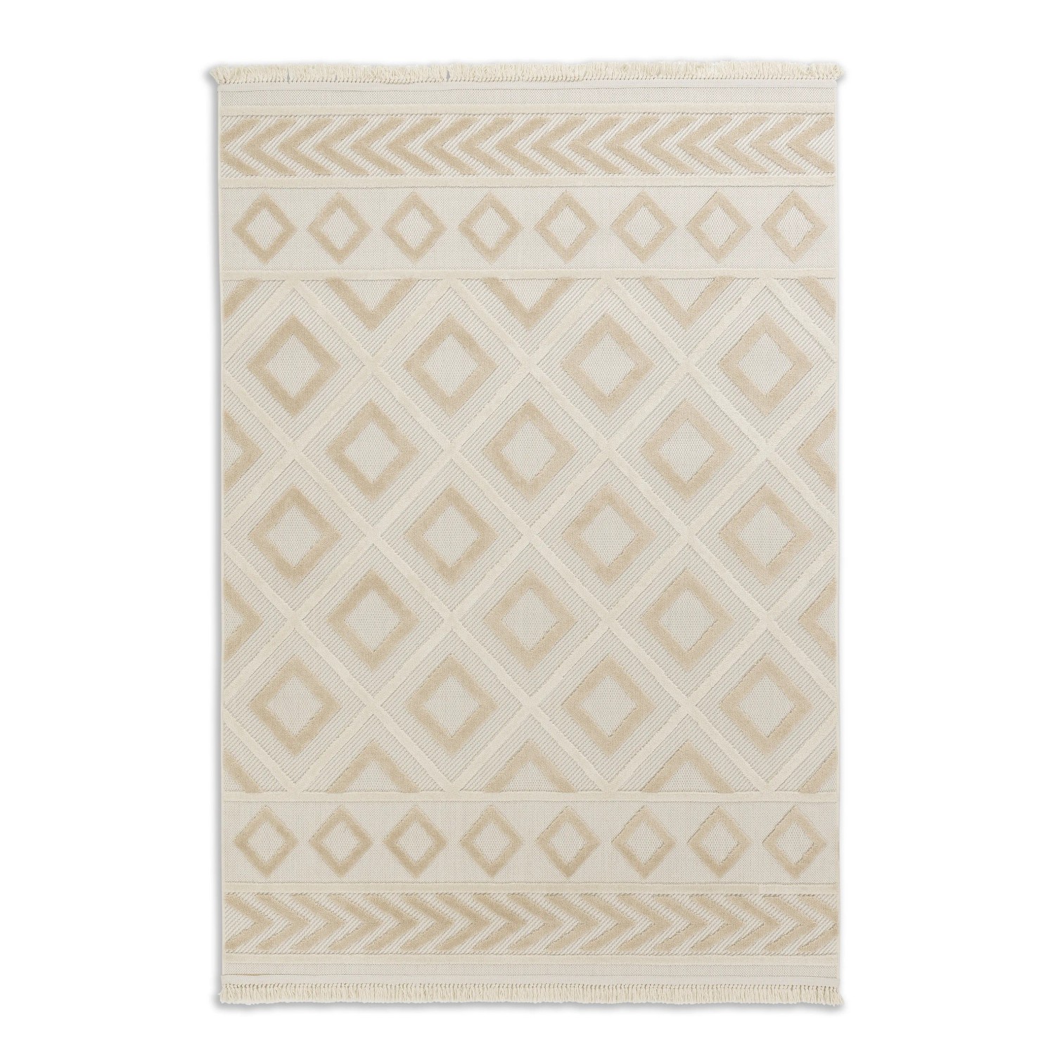 Schöner Wohnen Teppich Summer Bordüre Quadrate 160 cm x 230 cm Beige