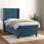 Dunkelblaues Boxspringbett (80x200 cm) mit Matratze und Samtbezug.