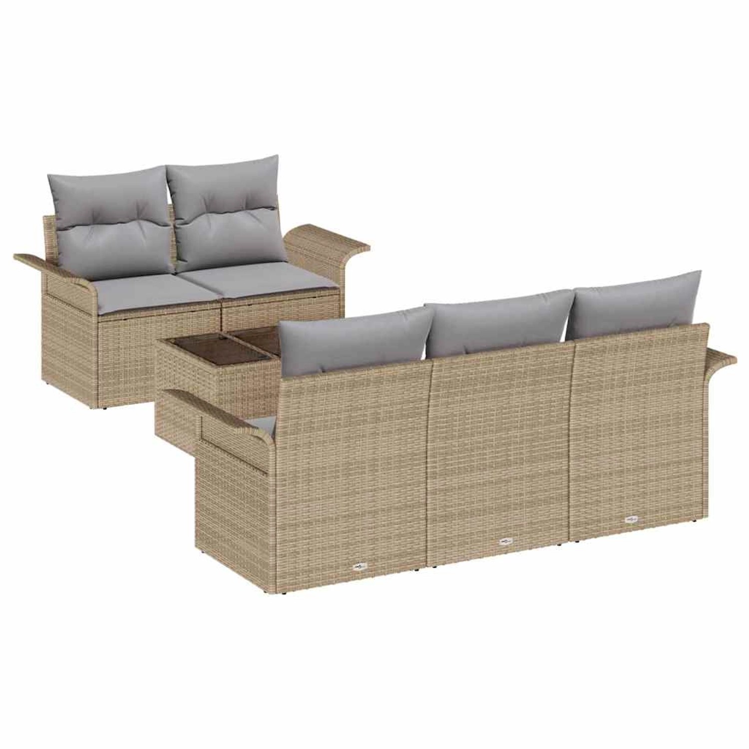 vidaXL 6-Teiliges Garten Sofa Set mit Kissen Beige Poly Rattan 3345240 günstig online kaufen