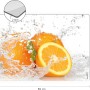 Myspotti Mini-Spritzschutzplatte Aqua Orange, 59x41cm, mit Orangen-Motiv und Wasserspritzer.