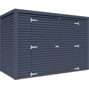Anthrazitfarbener Bertilo Gartenschrank Box Bike (103x207cm) aus FSC®-zertifiziertem Holz.