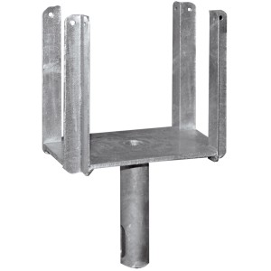 Verzinkter Schake Kopf für Schalungsstütze, Ø 38 mm, zur Aufnahme von Holzschalungsträgern.