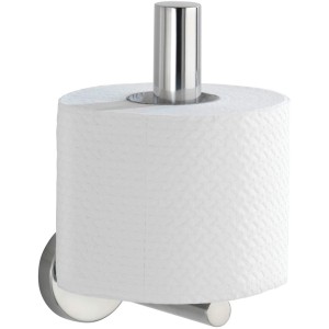 Wenko Bosio Ersatzrollenhalter aus glänzendem Edelstahl mit Toilettenpapierrolle.