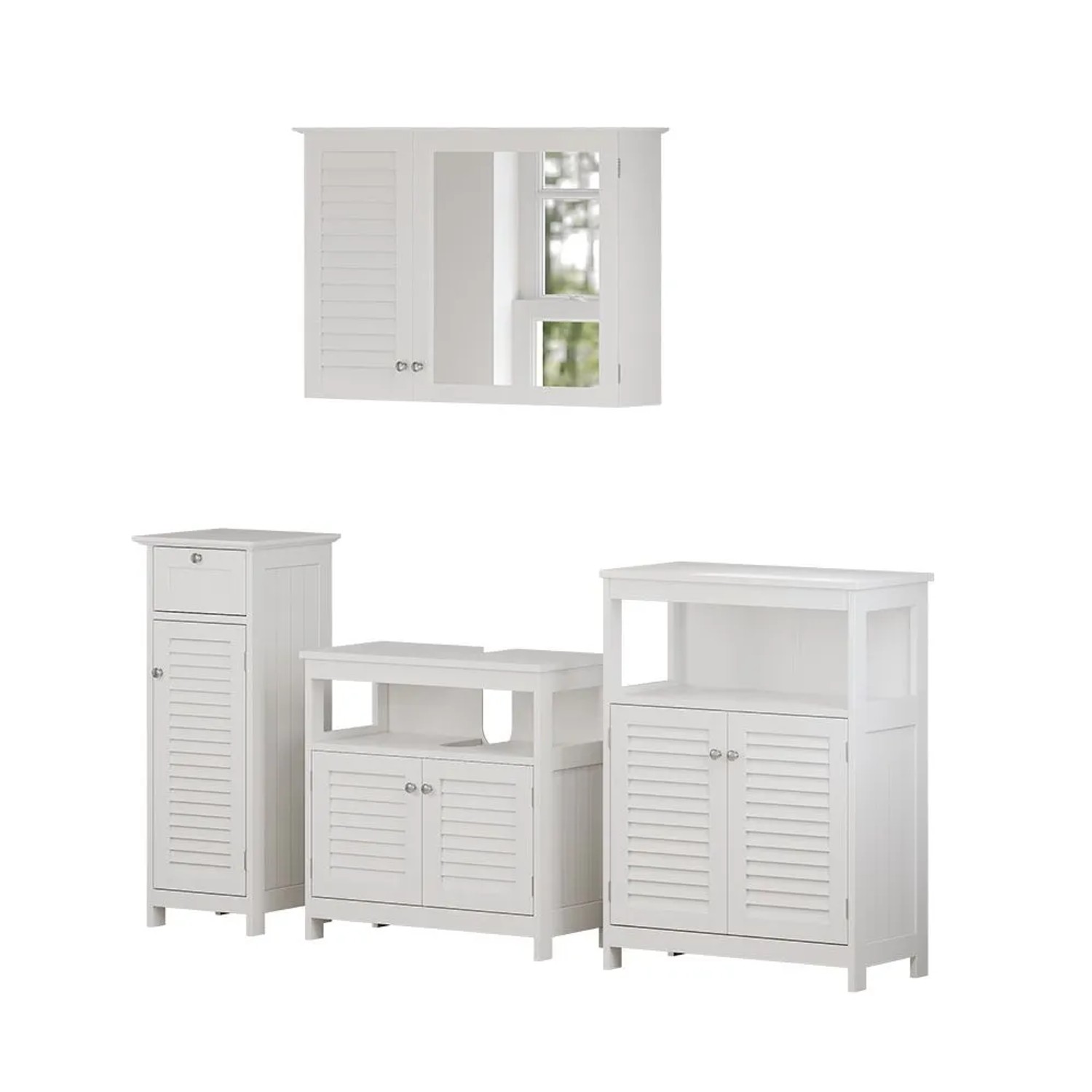 Vicco Badmöbel-Set Riad Weiß 60 x 60 4-teilig