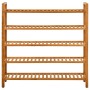 Schuhregal aus massivem Eichenholz mit 5 Lattenrosten. Heller Holzton, ideal für Flur und Garderobe.