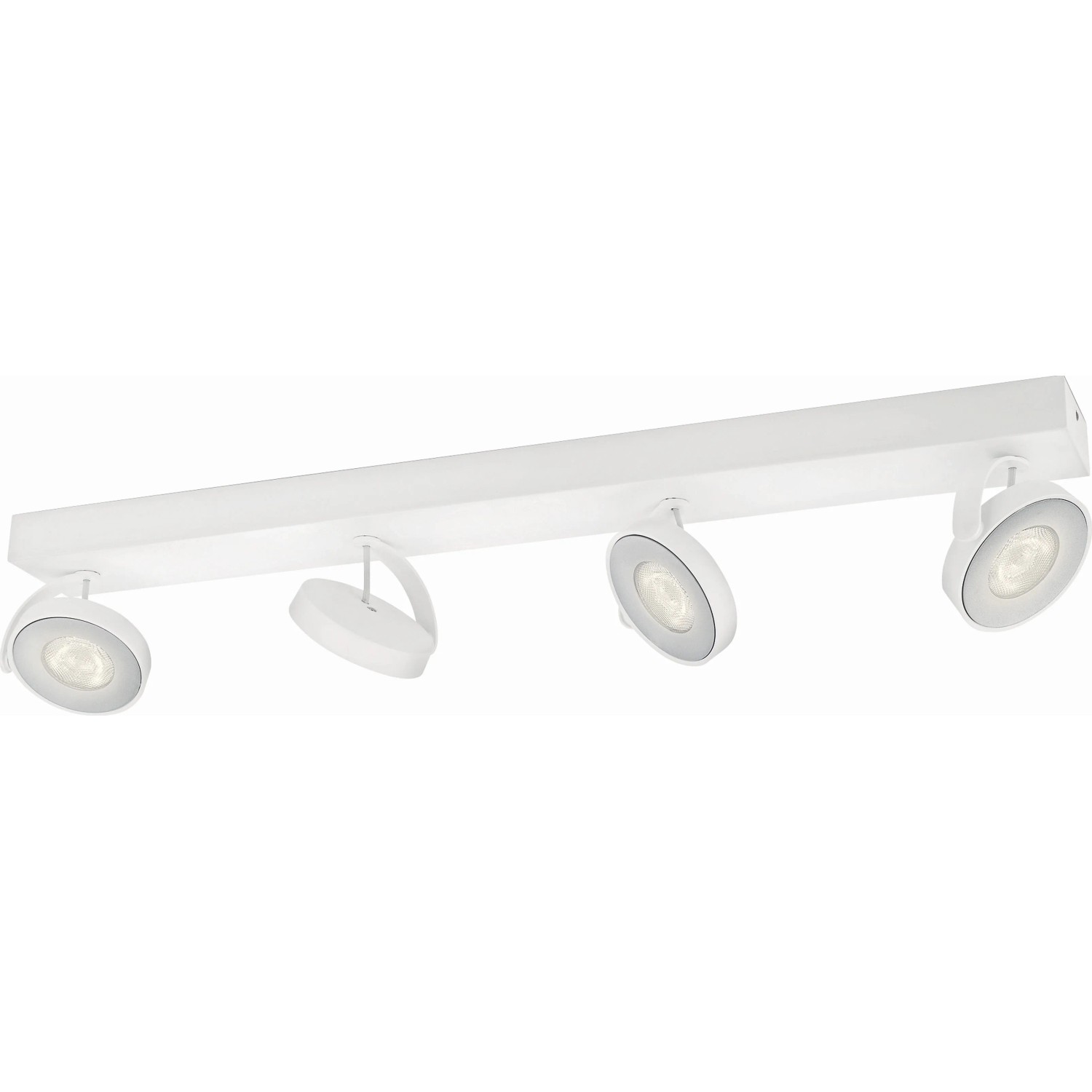 Weißer Philips myLiving LED-Spot Clockwork, 4-flammig, Warmglow für Wohnräume.