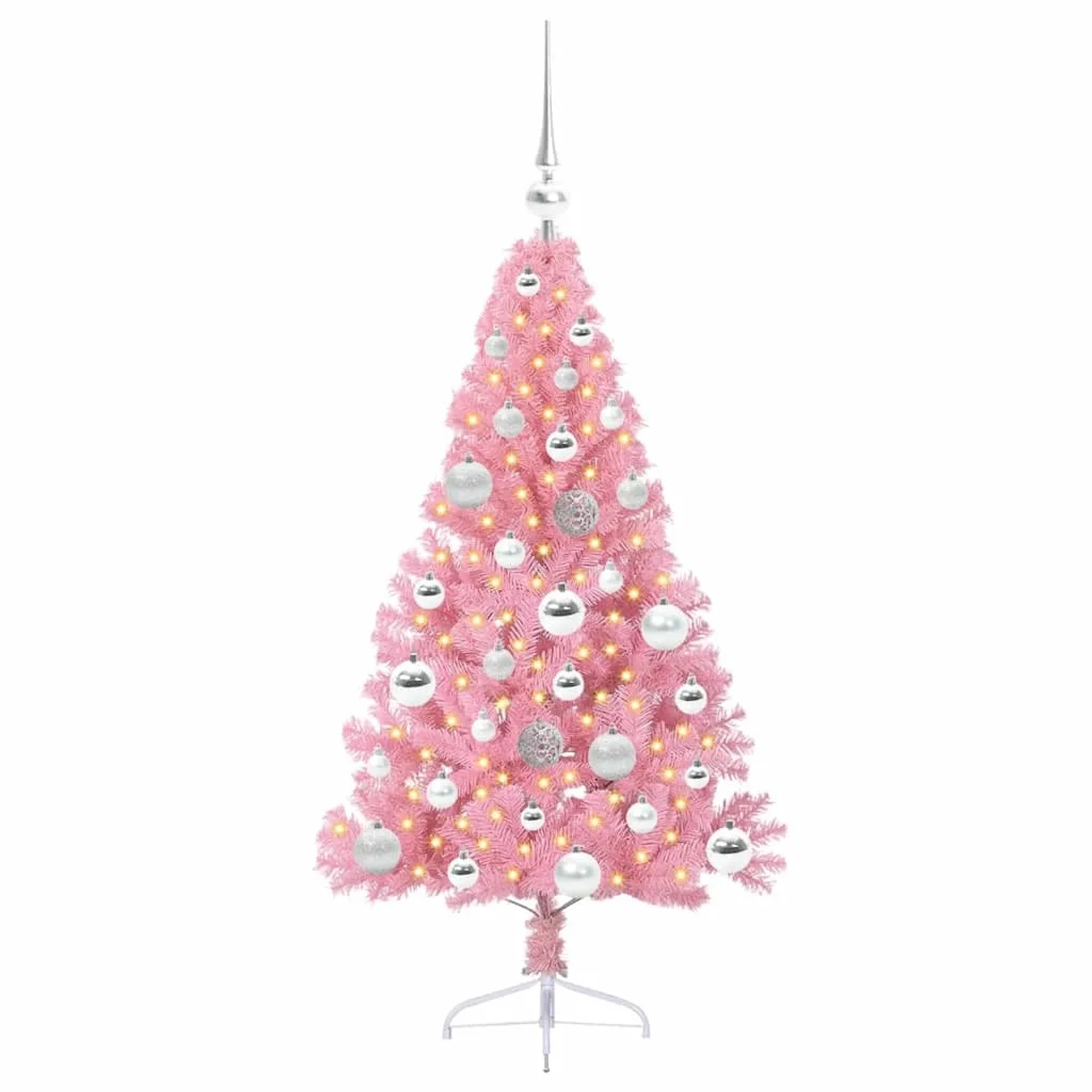 vidaXL Künstlicher Vorbeleuchteter Weihnachtsbaum Rosa 120 cm PVC 3397055