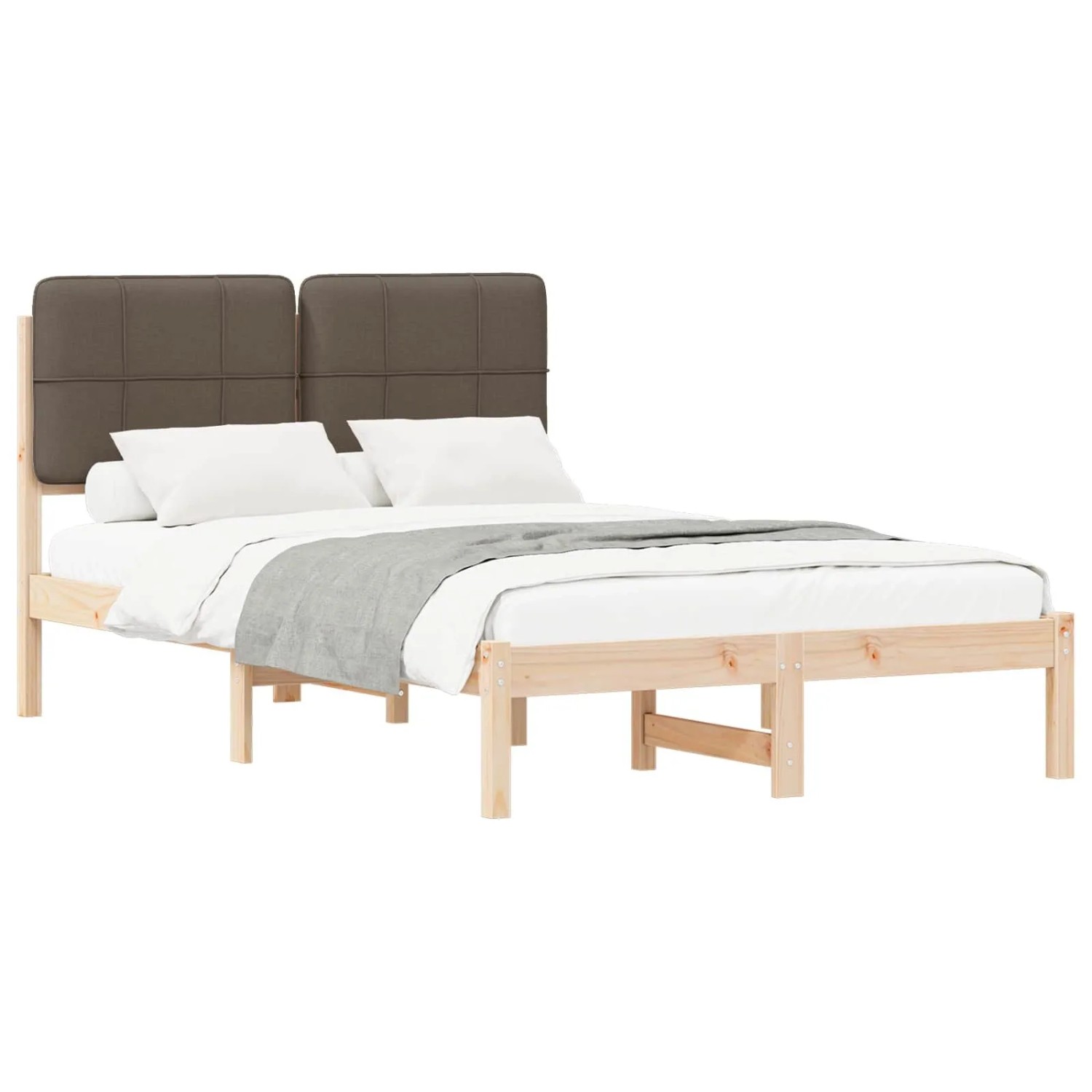 vidaXL Bettgestell mit Gepolstertem Kopfteil Taupe 120 x 190 cm 877997 günstig online kaufen