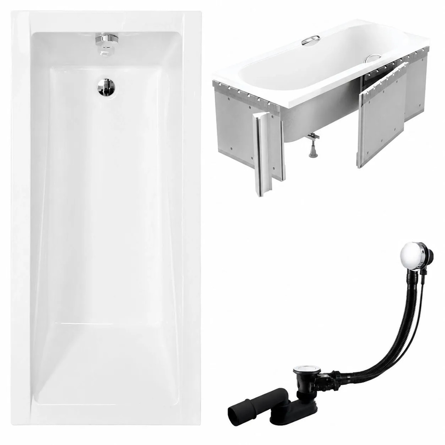 KOLMAN Badewanne Rechteck 150 x 70 Cm Mit Styroporverkleidung Inkl. Ablauf Und Füße
