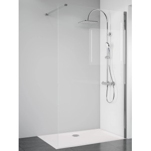 Breuer Walk-In Duschwand Panorama, Chrom, Klarglas, 140 cm. Barrierefreie Dusche mit CER+ Beschichtung.