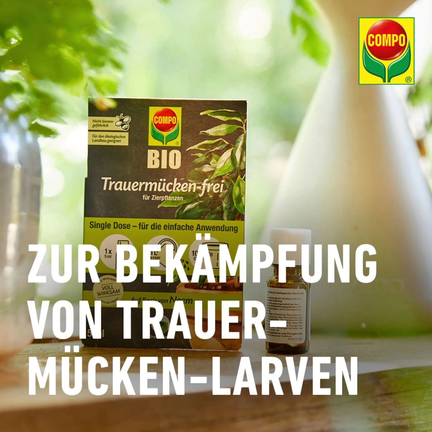 Compo Trauermücken-frei, 5ml: Mittel gegen Trauermücken-Larven in praktischer Portionsflasche.