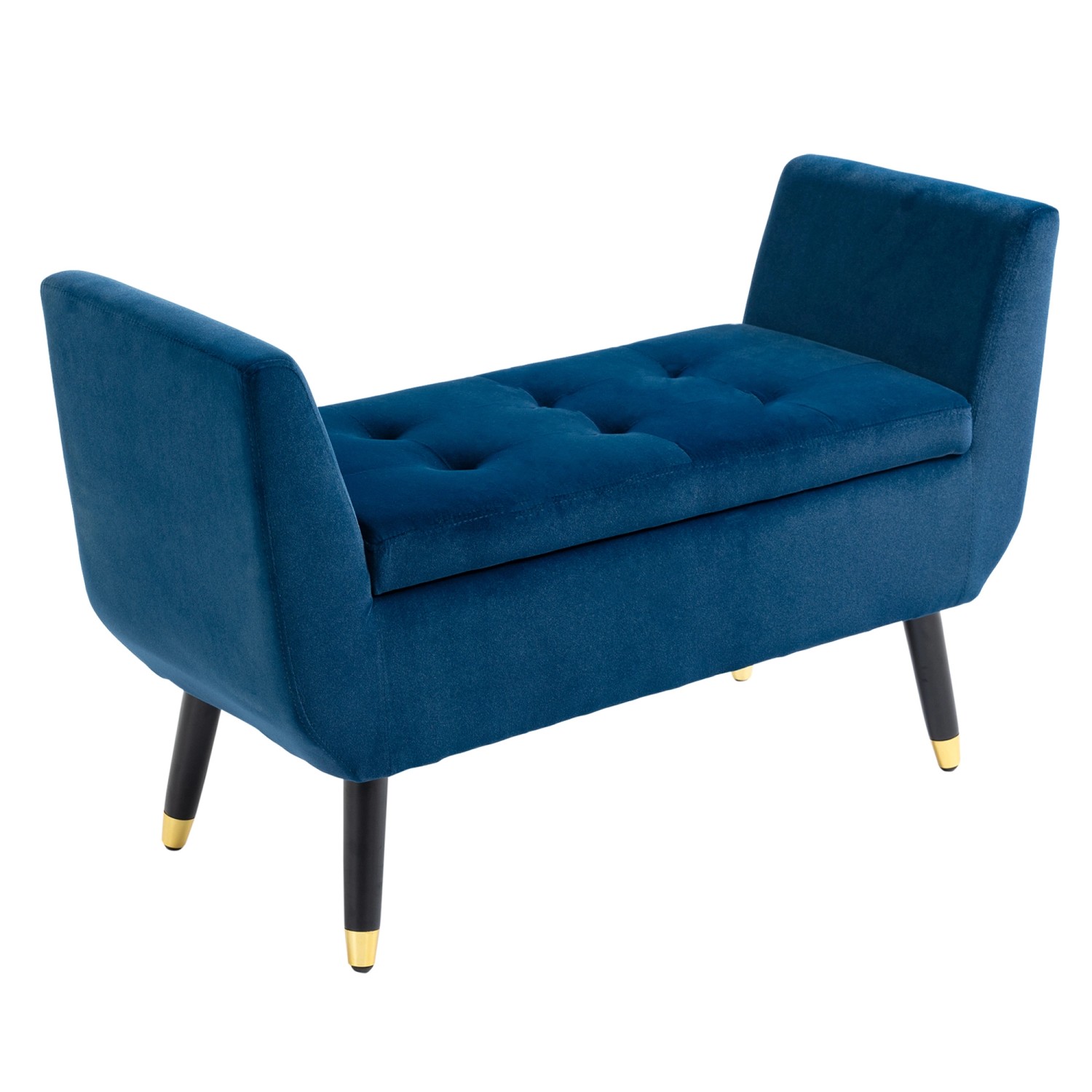 HOMCOM Luxus Sitzbank mit Stauraum Polyester Gummiholz Blau 107 x 42 x 65 cm