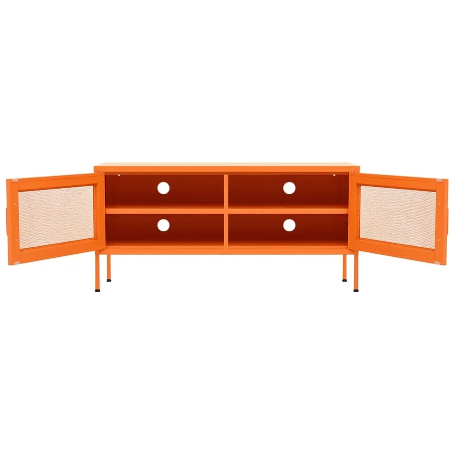 Oranger VidaXL TV-Schrank aus Stahl (105x35x50 cm) mit offenen Gittertüren. Wohnwand.