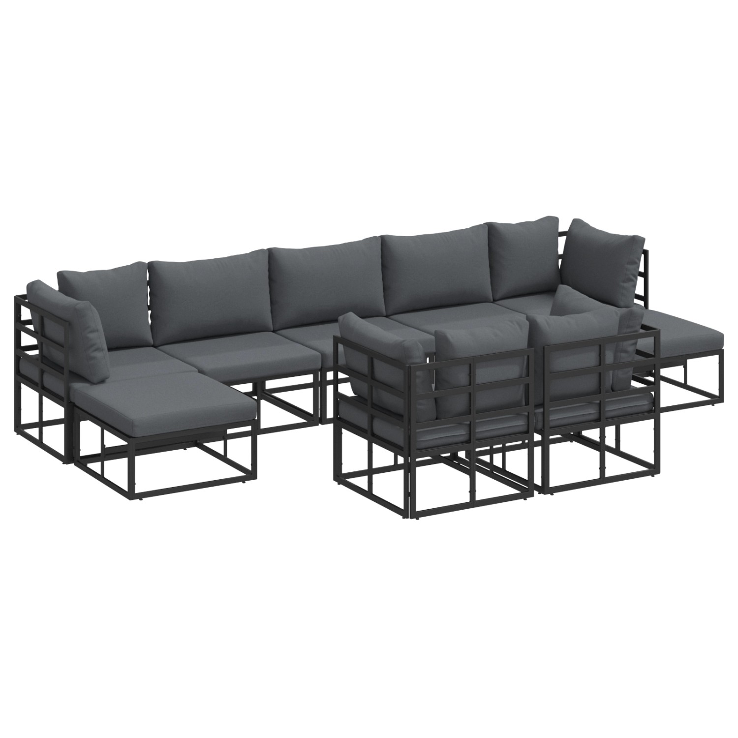 vidaXL Garten-Sofa-Set mit Kissen 9-Tlg Schwarz Aluminium 3378912 günstig online kaufen