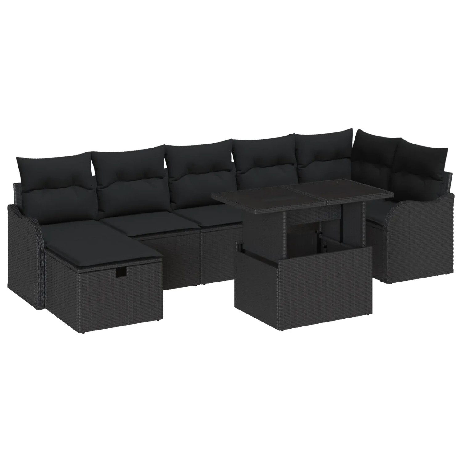 vidaXL Garten-Sofa-Set mit Kissen 8-Tlg Schwarz Poly Rattan 3361062 günstig online kaufen
