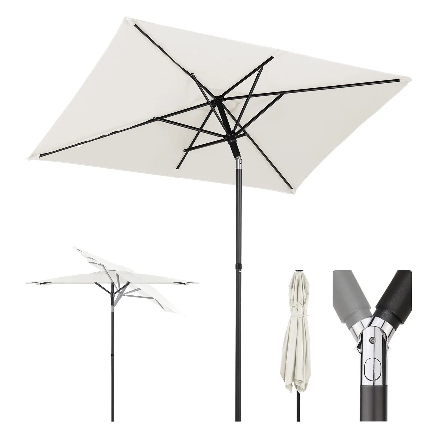 Sekey Balkonschirm 200 x 125 cm Sonnenschirm für Balkon Garten UV Schutz 50+