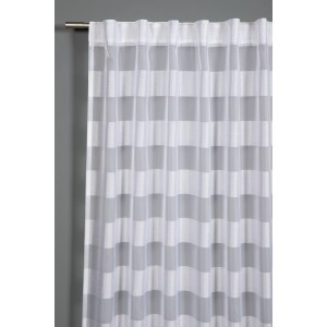 Bennetti Schal mit Blockstreifen, weiß, 140x245 cm, transparenter Fenstervorhang.