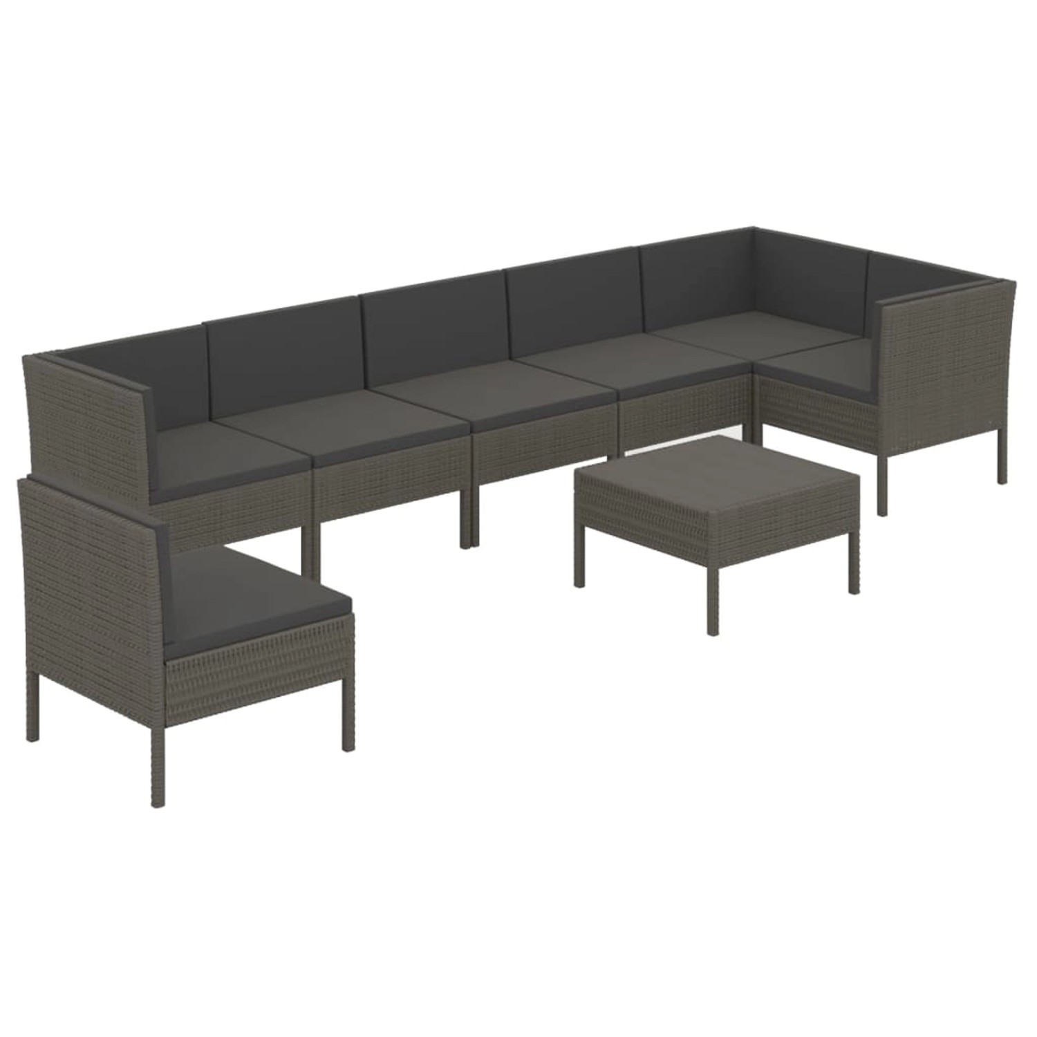 vidaXL 8-tlg Garten-Lounge-Set mit Auflagen Poly Rattan Grau Modell 18