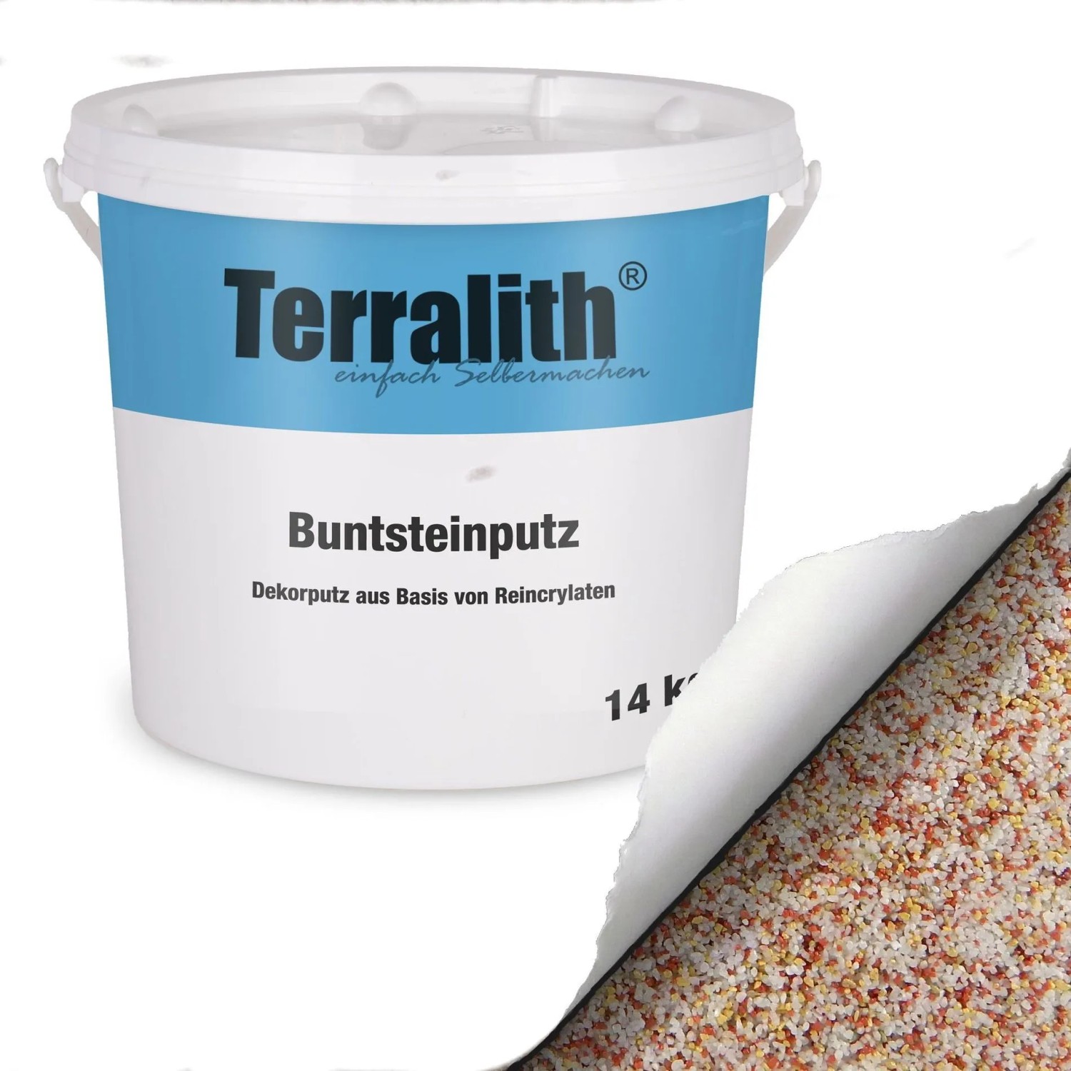 Terralith Buntsteinputz Mosaikputz 2mm 14 kg BSP62 Weiss Gelb Rot