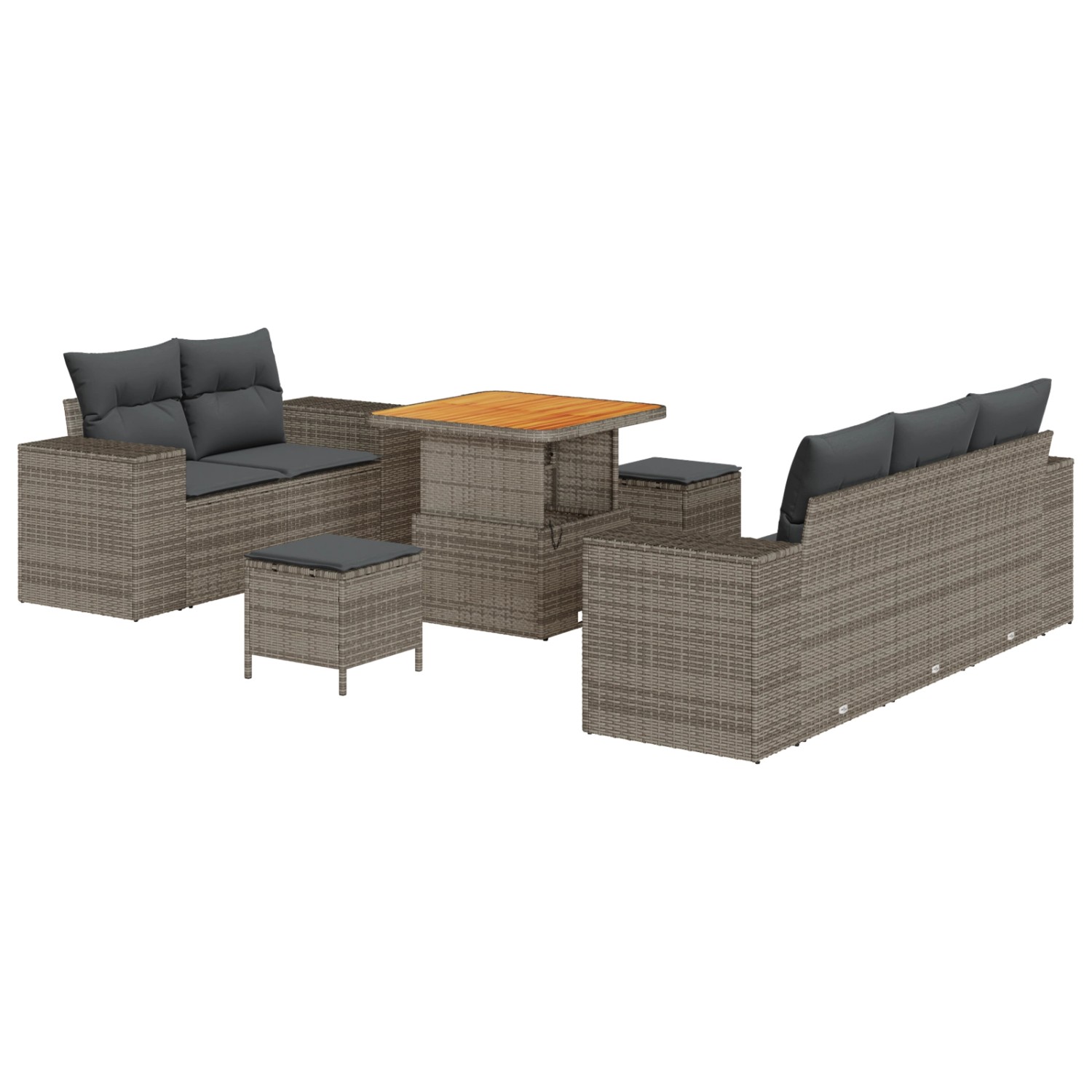 vidaXL Garten-Sofa-Set 8-Tlg Grau Poly Rattan 3361948 günstig online kaufen