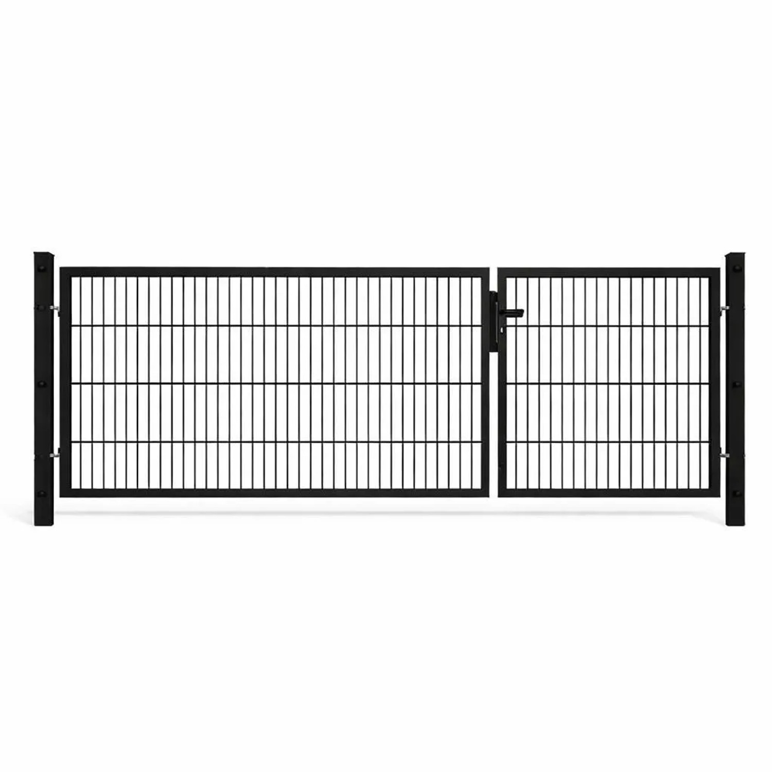 GEWA Gartentor Classic Doppeltor Unsymmetrisch 3m Breit 1,8m Hoch Doppelstabmattenzaun Zauntor in RAL7016 Anthrazit inkl...